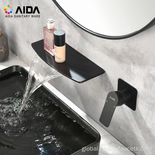  Brass Chrome Matte Black hidden in Wall Mounted Cold Hot Water Mixer Tap Bathroom Concealed Basin sink Waterfall Faucet Manufactory